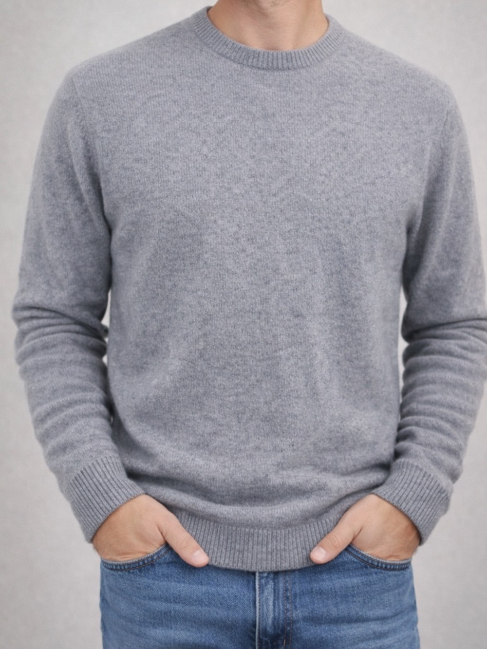 2 Ply 100% Cashmere Daniel Bishop Gray Sweater XL Soft Luxury Knit